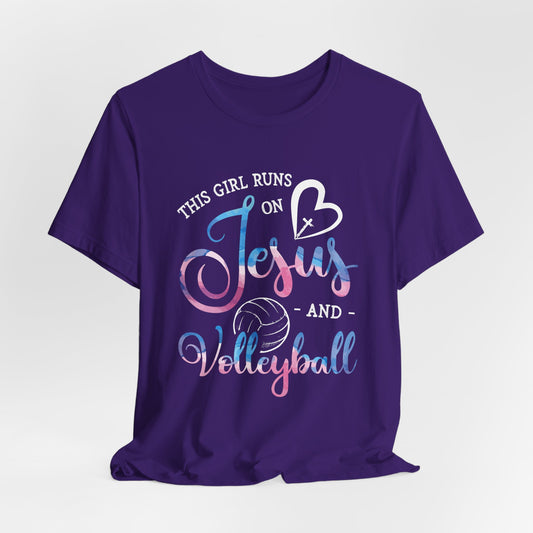 This Girl Runs On Jesus And Volleyball T-Shirt