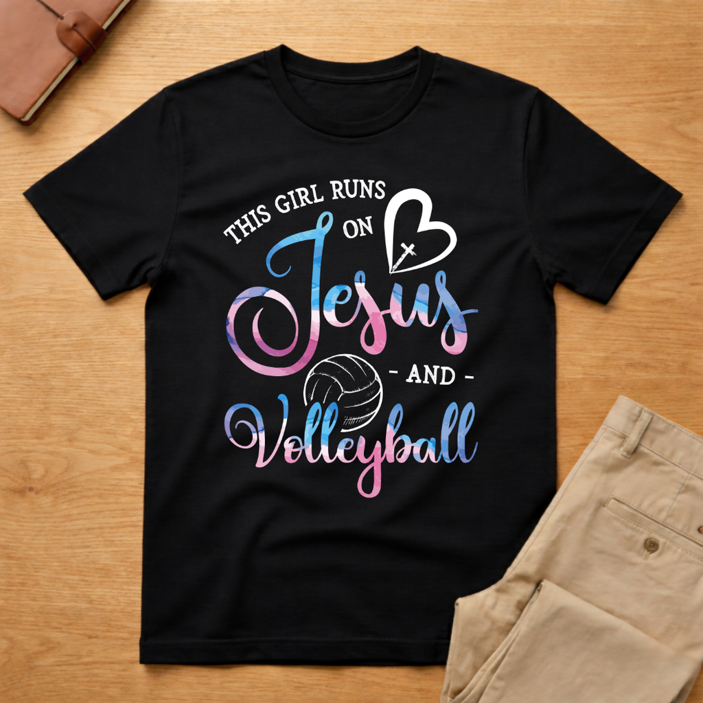 This Girl Runs On Jesus And Volleyball T-Shirt
