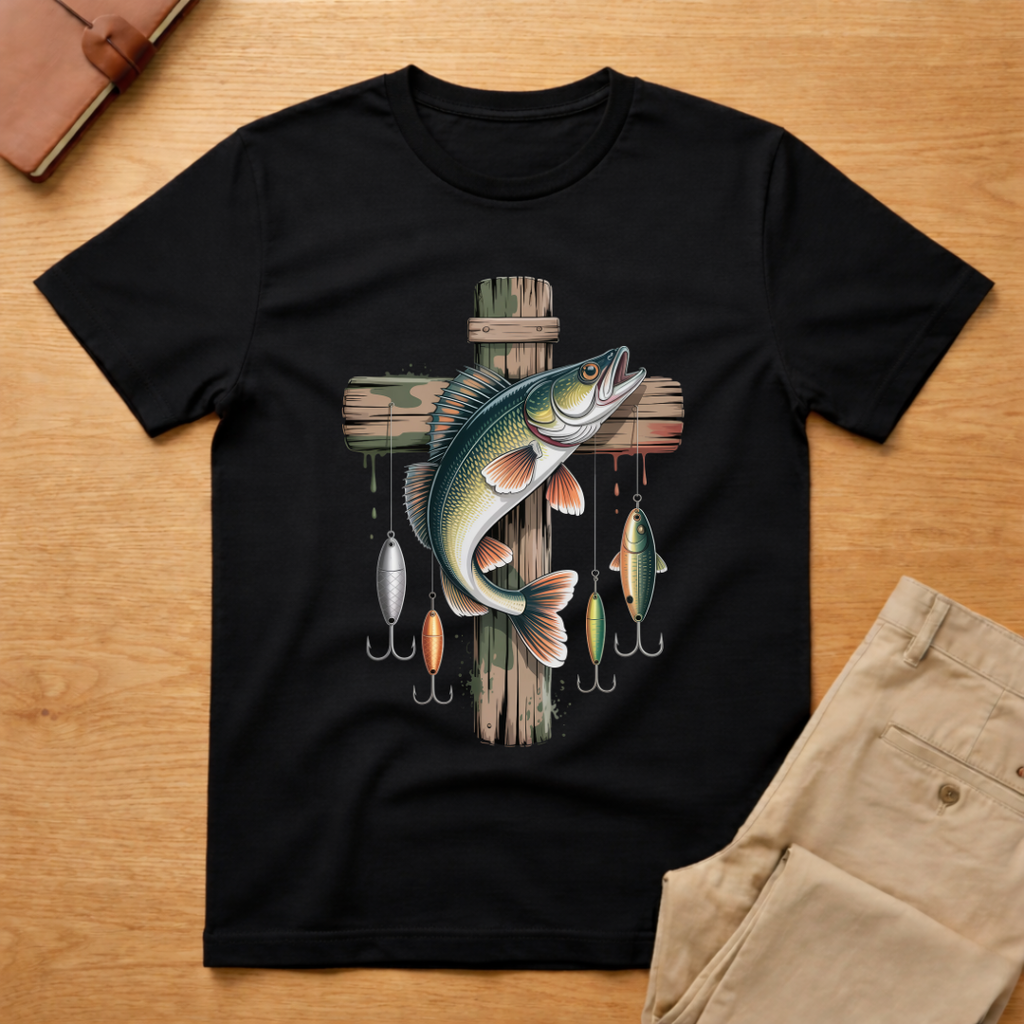 Camo Cross Fishing T-Shirt