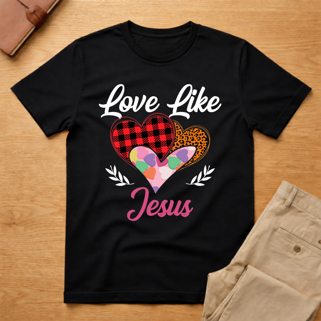 Mothers Day Buffalo Plaid Love Like Jesus T-Shirt