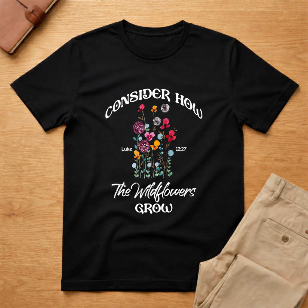 Consider How Wildflowers Grow Luke 12:27 T-shirt