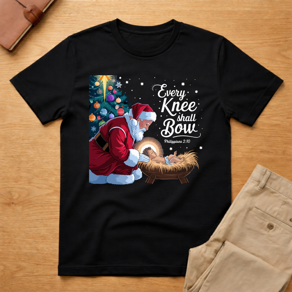 Every Knee Shall Bow Christmas T-shirt