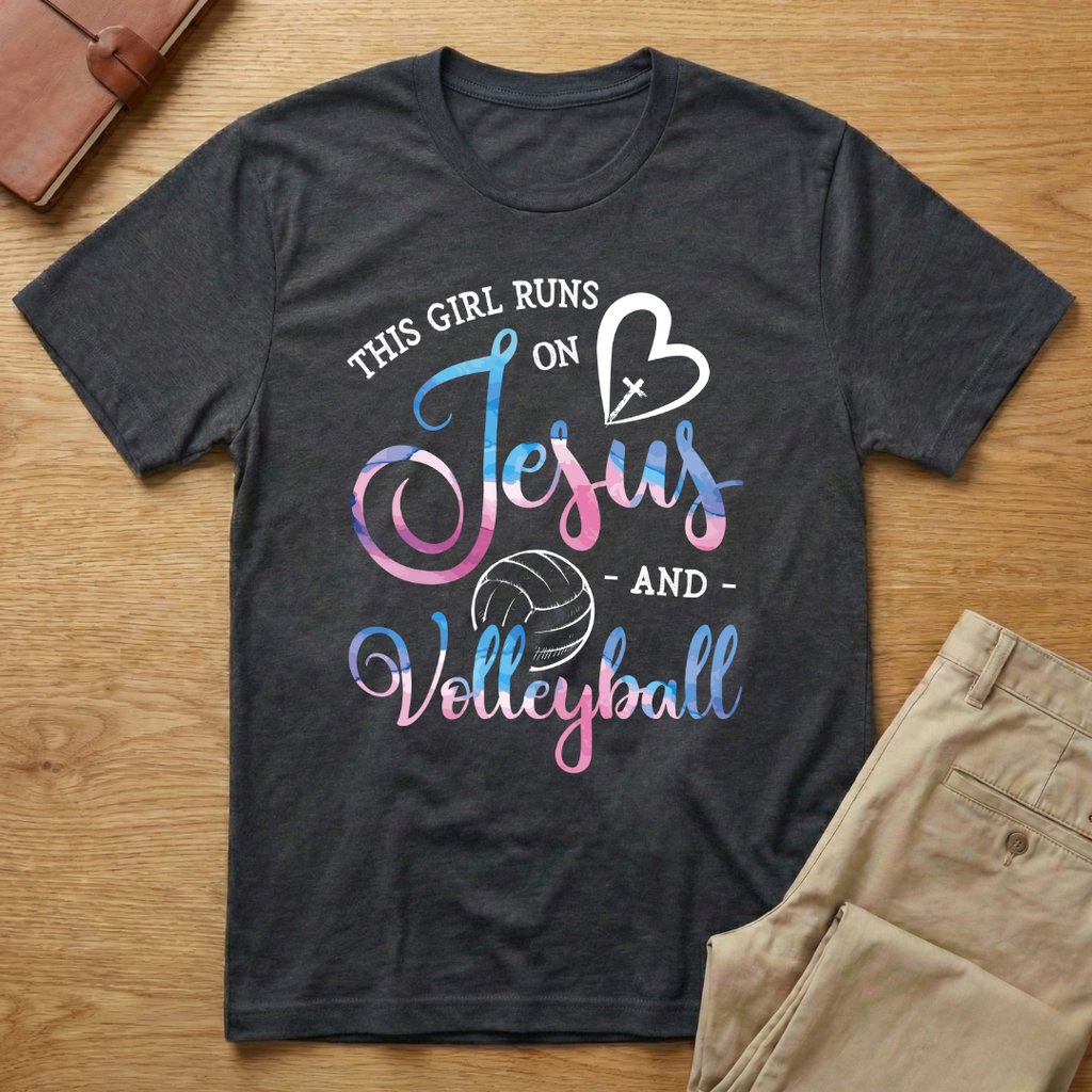 This Girl Runs On Jesus And Volleyball T-Shirt