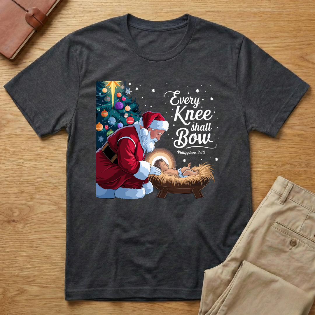 Every Knee Shall Bow Christmas T-shirt