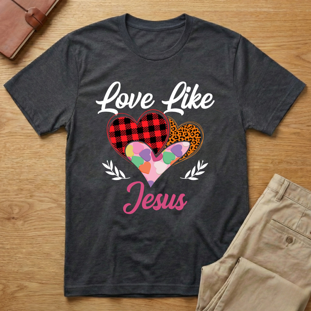 Mothers Day Buffalo Plaid Love Like Jesus T-Shirt