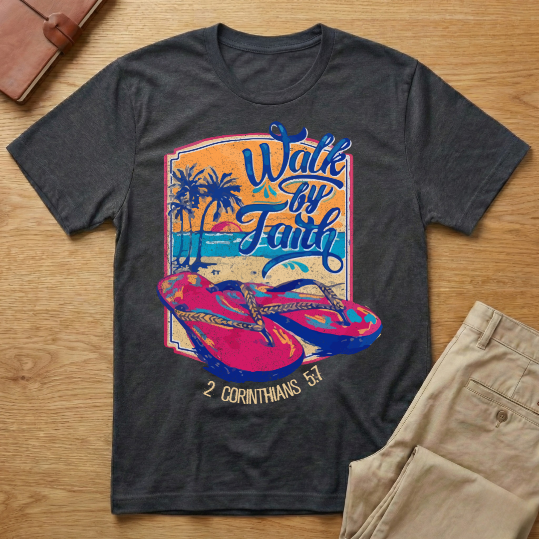 Walk by Faith Flip Flop 2 Corinthians 5:7 T-Shirt