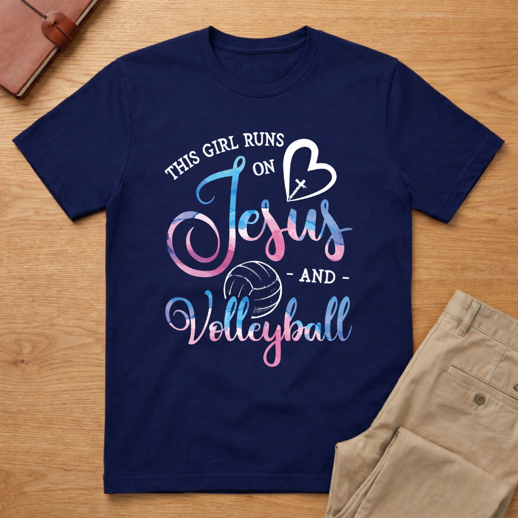 This Girl Runs On Jesus And Volleyball T-Shirt