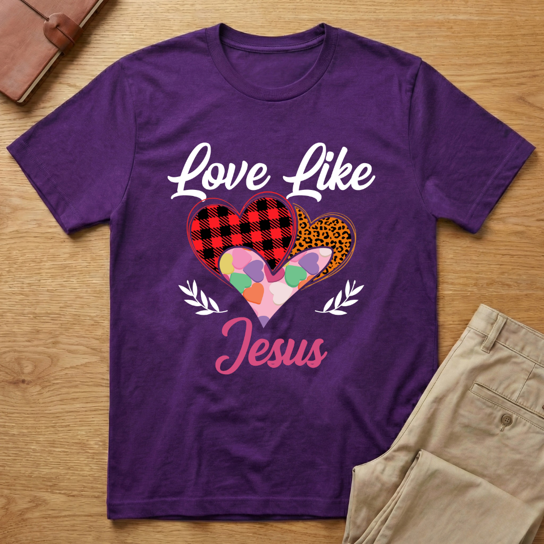 Mothers Day Buffalo Plaid Love Like Jesus T-Shirt